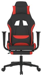 Sedia da gaming vidaXL con funzione massaggio e poggiapiedi, tessuto nero e rosso