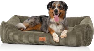 Cuccia per cani Knuffelwuff in velluto a coste con carattere intrecciato a mano Olivia M-L 85 x 63cm Khaki