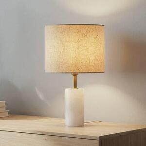 Lampada da tavolo Lindby alabastro, bianco/beige, Ø 25 cm, marmo, E27