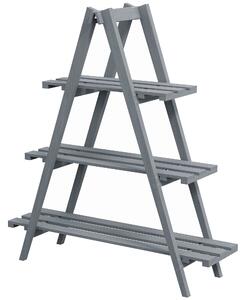 Portapiante Verticale 3 Livelli a Doghe 100x36x112 cm in Legno di Abete Grigio