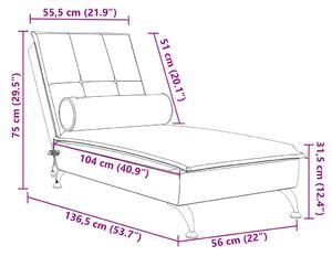 Chaise longue da massaggio con bolster in velluto crema