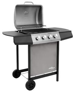 Barbecue a gas vidaXL a 4 fuochi, nero e argento