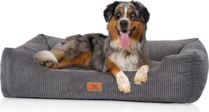 Cuccia per cani Knuffelwuff in velluto a coste con carattere intrecciato a mano Olivia M-L 85 x 63 cm Grigio
