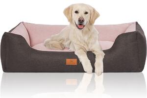 Cuccia per cani Luke in velluto con raffinata trama intrecciata a mano, XXL, nero e rosa