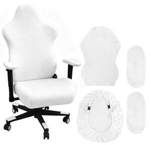 Coprisedili per sedia da gaming, set da 4 pezzi, colore bianco, elasticizzati, lavabili, adatti per sedie da computer