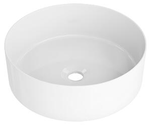 LAVITA Lavabo da appoggio Merida | Lavabo rotondo | Lavabo senza troppofilo e senza foro per il miscelatore | Realizzato in porcellana di alta qualità | Mobile lavabo | 37x37x12 cm | Bianco lucido
