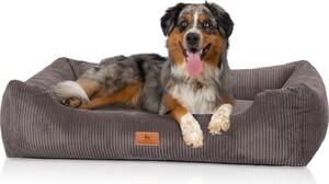Culla per cani Cuddle wuff in velluto a coste con aspetto intrecciato a mano Olivia XL 105 x 75 cm marrone grigio