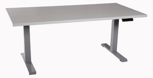 Scrivania da ufficio regolabile in altezza, colore grigio chiaro. Piano del tavolo: resina melaminica, dimensioni 160x80 cm