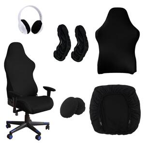 Set di 6 coperture per sedie da gaming, elastiche, lavabili, colore nero