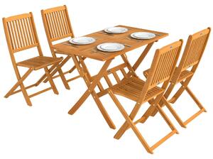Set da giardino Outsunny in legno di acacia, composto da 5 pezzi: tavolo con 4 sedie pieghevoli