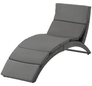 Lettino Prendisole da Giardino Pieghevole 59x156x78 cm in Rattan PE Ergonomica Grigio