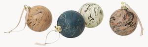 Set di 4 palline di Natale in vetro Marble