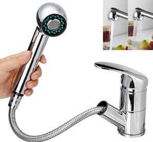 Miscelatore da cucina con rotazione a 360°, a due vie, con corpo in cromo, funzione acqua calda e fredda, per cucina, bagno e bar