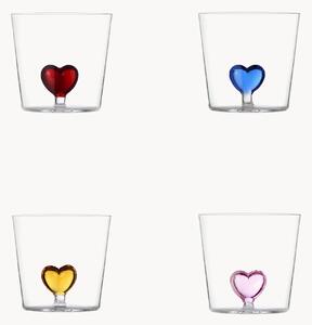 Set di 4 bicchieri fatti a mano in vetro borosilicato Cuore