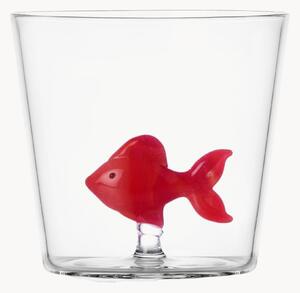 Bicchiere in vetro borosilicato fatto a mano Red Fish