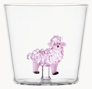 Bicchiere in vetro borosilicato fatto a mano Pink Sheep