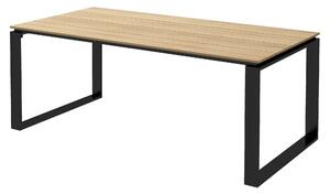 Tavolo da Giardino Rettangolare per 6-8 Persone 180x90x74cm in Alluminio con Piano a Doghe Quercia