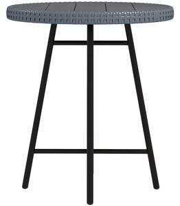 Tavolino da Giardino Moderno 50x50x55 cm in Rattan e Acciaio Grigio e Nero