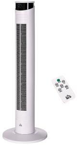 Ventilatore a Torre 45W a 4 Modalità e 3 Velocità con Timer da 12h Ø31.5x93 cm in ABS e Alluminio Bianco