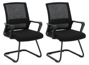 Set 2 Sedie Visitatori da Ufficio 59x48x91h cm per Riunioni Conferenza e Sala d'attesa Nera