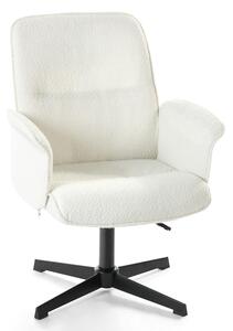 Meubles Cosy: sedia girevole ergonomica regolabile con braccioli in tessuto bouclé bianco – THOMASINA