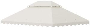 Tetto per Gazebo 4x3 m a 2 Livelli in Poliestere con 10 Fori di Drenaggio 395x297 cm in Poliestere Crema