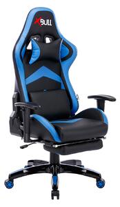 Sedia Gaming da Ufficio 68x55x129/139 cm con Poggiapiedi e Supporto Lombare Blu e Nero