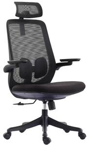 Sedia Direzionale da Ufficio 62x64x119/139 cm Ergonomica con Poggiabraccia Richiudibili Nera