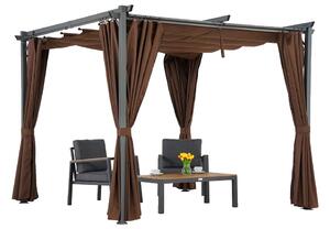 Pergola marrone La Palma 3x3m con tende Garden Point