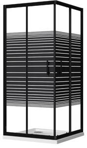 Box Doccia Angolare 2 Ante Scorrevoli 80x80 cm in Cristallo 6 mm H185cm Profilo Nero