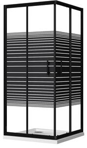 Box Doccia Angolare 2 Ante Scorrevoli 70x90 cm in Cristallo 6 mm H190 cm Profilo Nero