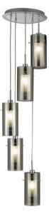 Duo i 5lt pendant - metallo argentato satinato e vetro fumé