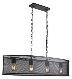 Fishnet 4lt oval pendant - paralume in metallo nero opaco e rete