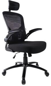 Sedia Direzionale da Ufficio 62x63x119/129 cm Ergonomica con Braccioli Pieghevoli Certificata EN1335 Nera