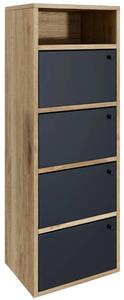 Scarpiera Salvaspazio 4 Ante 42x33x118h cm in Melaminico Venato a Rilievo Rovere e Nero