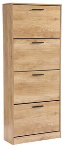 Scarpiera Salvaspazio 4 Ante a Ribalta 63x24x155h cm in Melaminico Venato a Rilievo Rovere