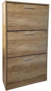 Scarpiera Salvaspazio 3 Ante a Ribalta 60x24x120h cm in Melaminico Venato a Rilievo Rovere Silver