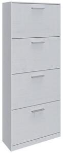 Scarpiera Salvaspazio 4 Ante a Ribalta 63x24x150h cm in Melaminico Bianco Cemento
