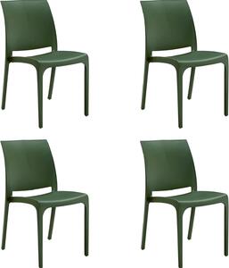 Set 4 Sedie da Giardino 46x54xH80 cm in Polipropilene e Fibra di Vetro Sofia Verde Salvia