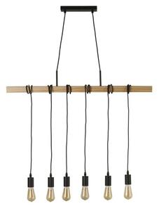 Woody 6lt bar pendant - legno naturale e metallo nero