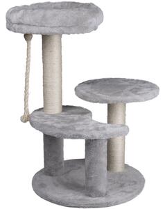 Albero Graffiatoio Tiragraffi 3 Ripiani con Corda in Sisal Rivestimento Peluche