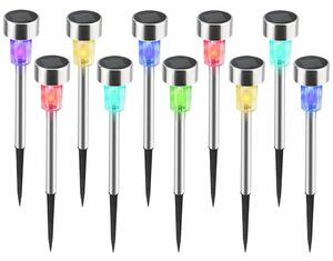 10 Lampade da Giardino ricarica solare Paletti solari Tecnologia LED Luce Color