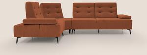 Lugano Divano angolare con schienali traslanti in microfibra effetto v