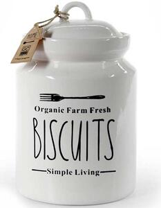 Biscottiera Barattolo per Biscotti Muffin Dolci in Ceramica Bianca con Scritte