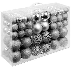 Confezione 100 x Palline Natale Colore Silver Diametro 3/4/6 cm Addobbi Natalizi