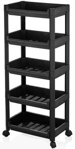 Carrello Salvaspazio Cucina Bagno Scaffale Portaoggetti Multiuso Nero 5 Ripiani