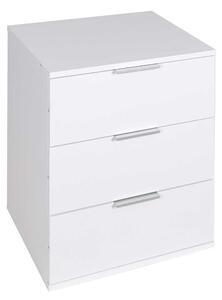 Comodino Mobiletto Cassettiera 3 Cassetti Design Moderno in legno MDF Bianco