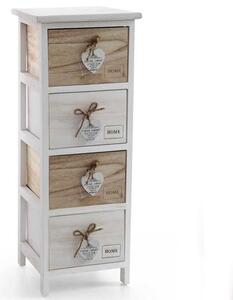 Cassettiera Mobile Salvaspazio 4 Cassetti Legno Slim Decoro Retro Design Cuori