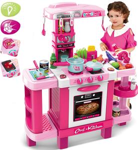 Cucina Giocattolo Bambini con Luci e Suoni 34 Accessori Gioco 87x78x29cm Rosa