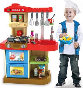 Cucina Giocattolo Bambini Fornello Luci Suoni 30 Accessori Gioco 52x26x72cm